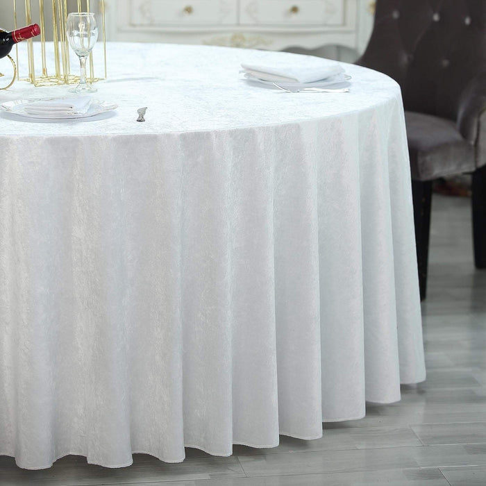 120" Round Premium Velvet Tablecloth - White TAB_VEL_120_WHT