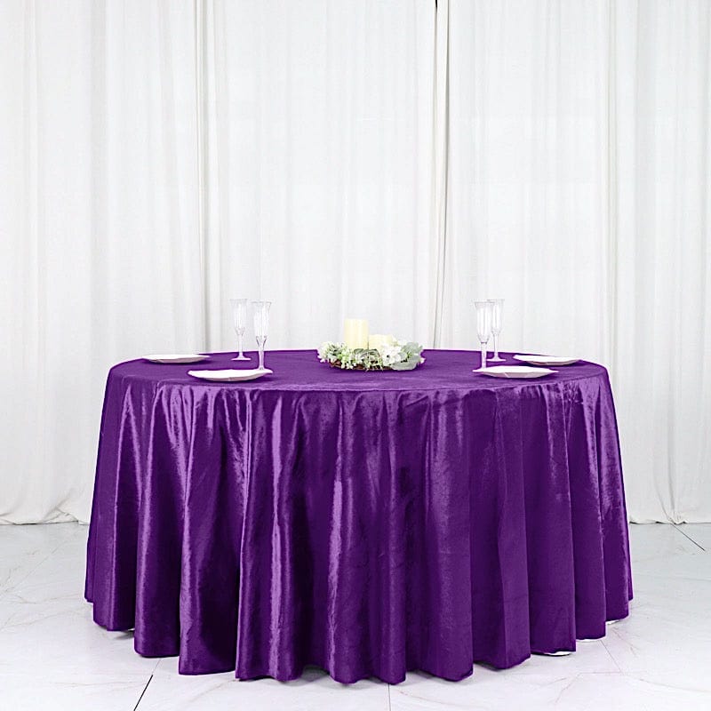120" Round Premium Velvet Tablecloth