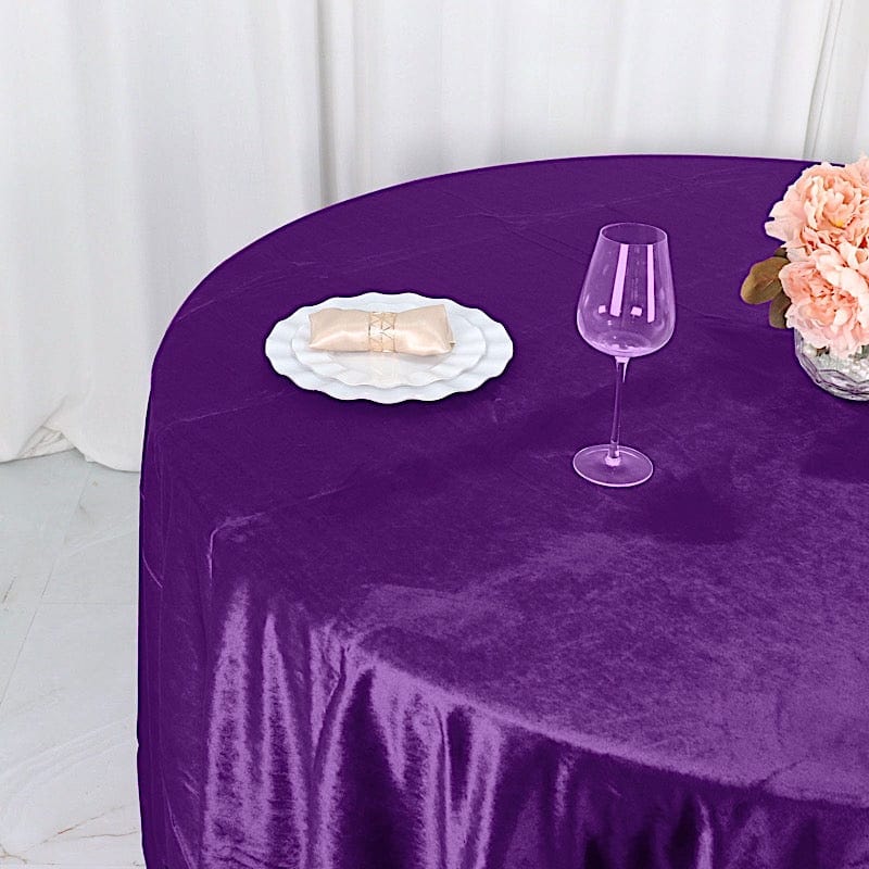 120" Round Premium Velvet Tablecloth