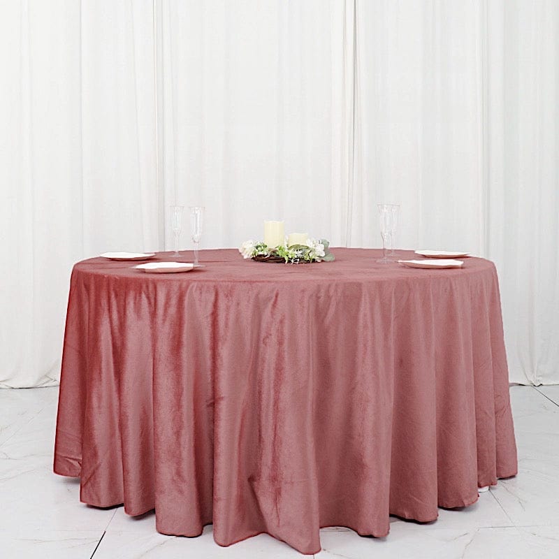 120" Round Premium Velvet Tablecloth