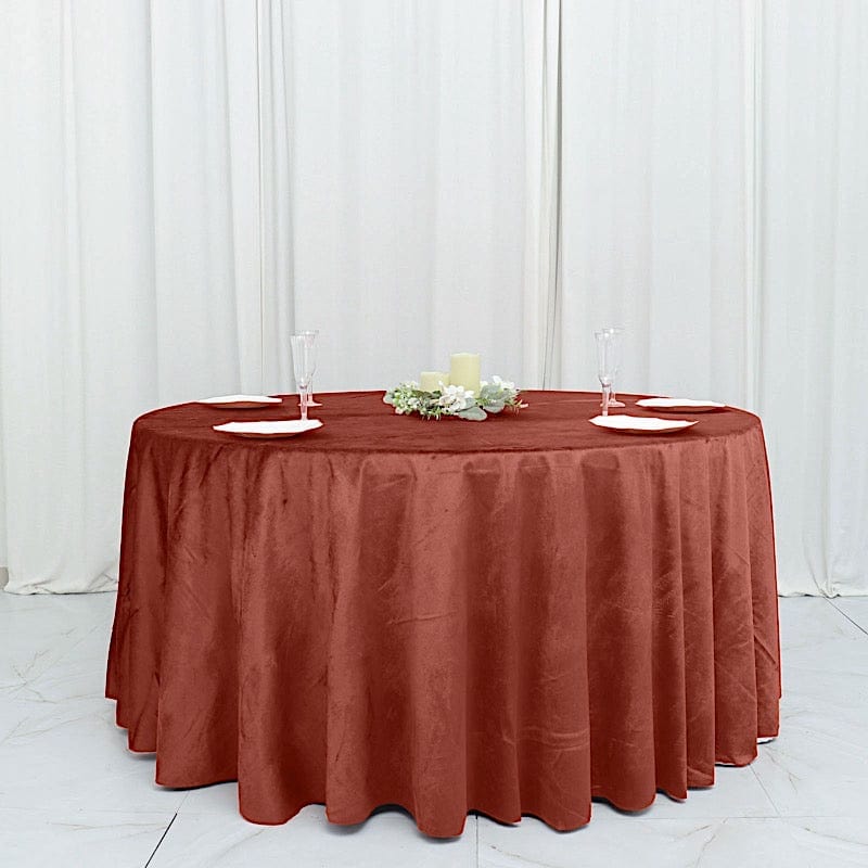 120" Round Premium Velvet Tablecloth