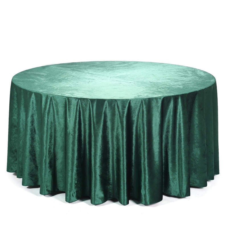 120" Round Premium Velvet Tablecloth - Hunter Green TAB_VEL_120_036