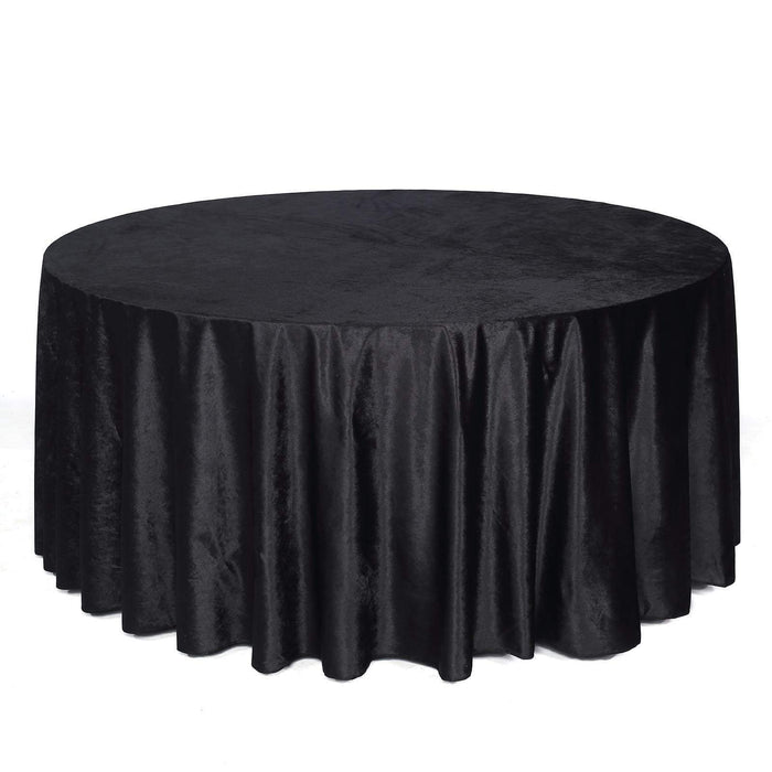 120" Round Premium Velvet Tablecloth - Black TAB_VEL_120_BLK