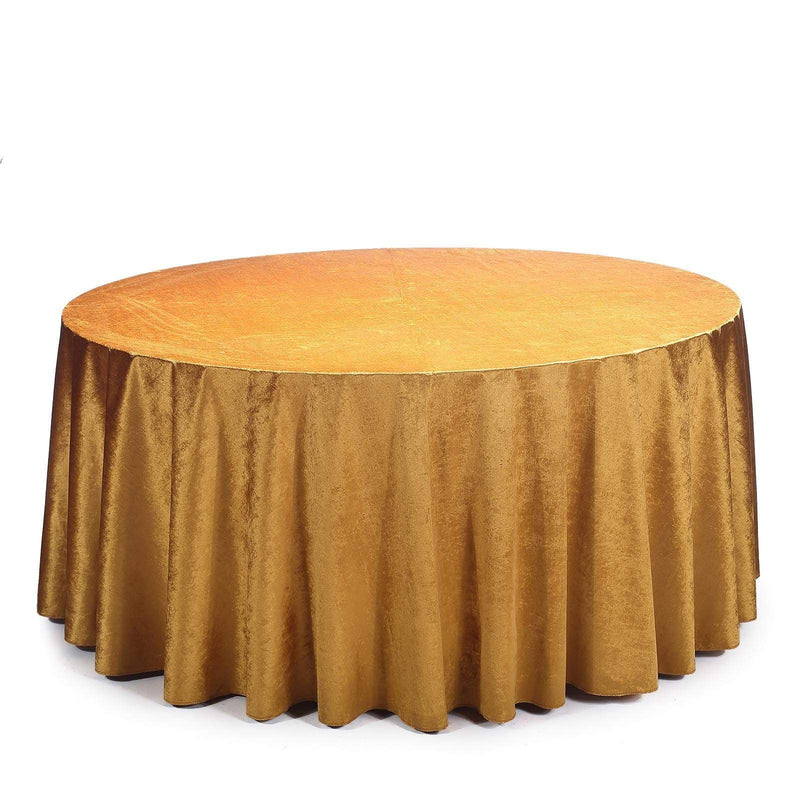 120" Round Premium Velvet Tablecloth - Gold TAB_VEL_120_GOLD