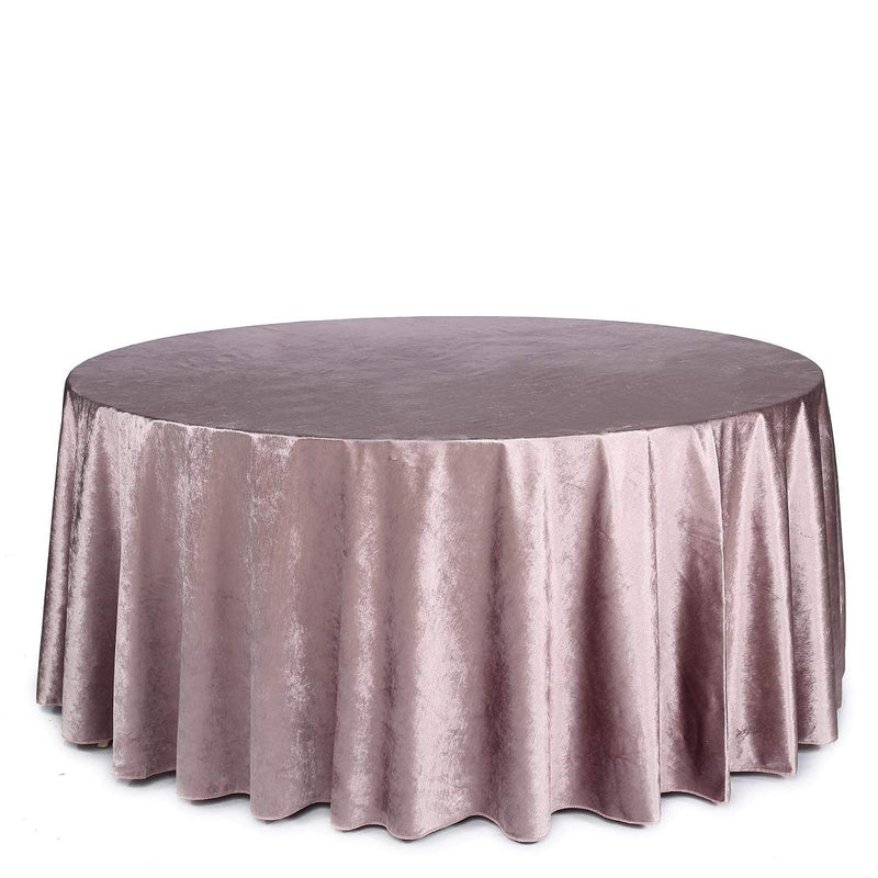 120" Round Premium Velvet Tablecloth TAB_VEL_120_MAUV