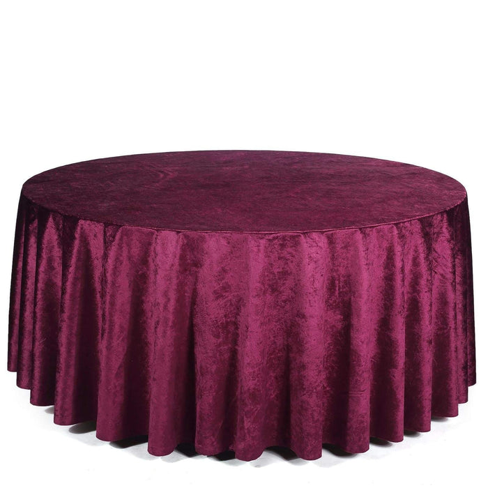 120" Round Premium Velvet Tablecloth TAB_VEL_120_PURP