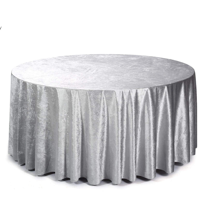 120" Round Premium Velvet Tablecloth - Silver Light Gray TAB_VEL_120_SILV