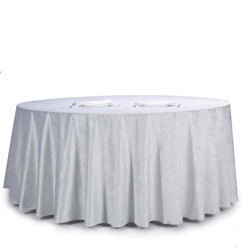 120" Round Premium Velvet Tablecloth - White TAB_VEL_120_WHT