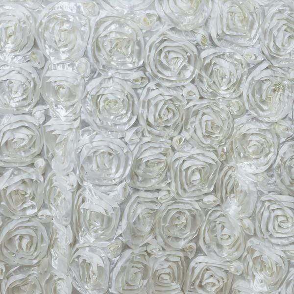 120" Round Satin Ribbon Roses Tablecloth - Ivory TAB_01_120_IVR