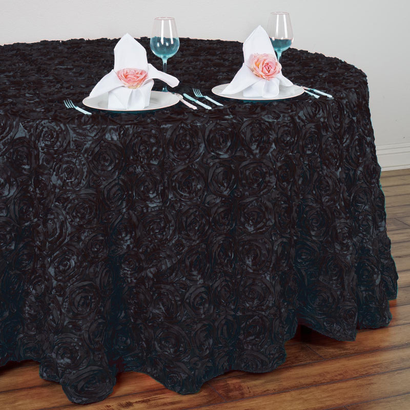 120" Round Satin Ribbon Roses Tablecloth