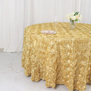 120" Round Satin Ribbon Roses Tablecloth