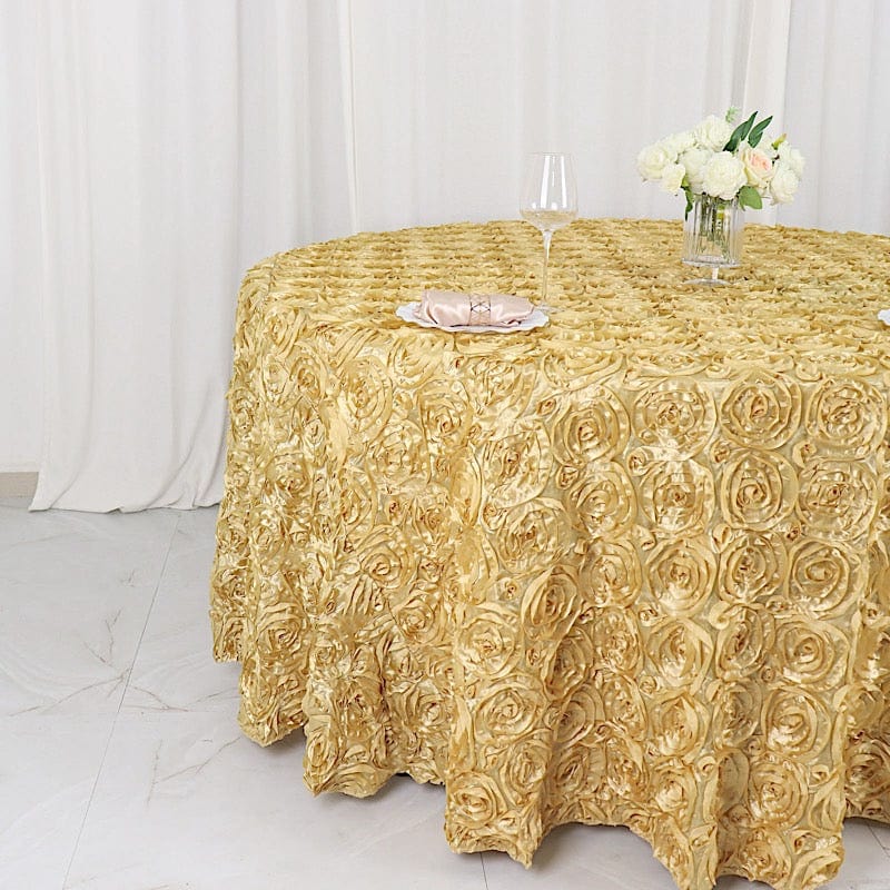 120" Round Satin Ribbon Roses Tablecloth