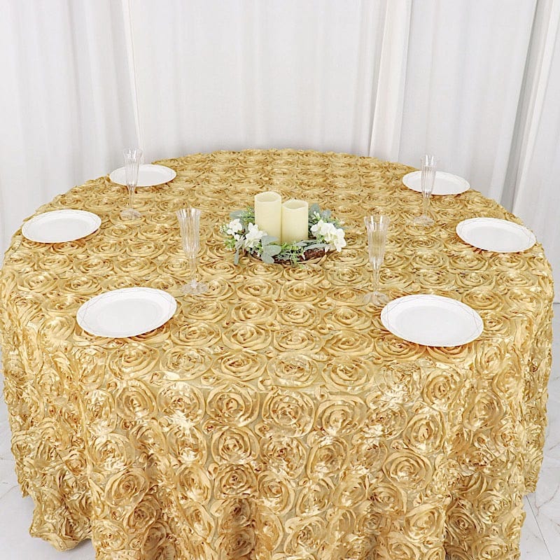120" Round Satin Ribbon Roses Tablecloth