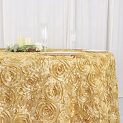 120" Round Satin Ribbon Roses Tablecloth