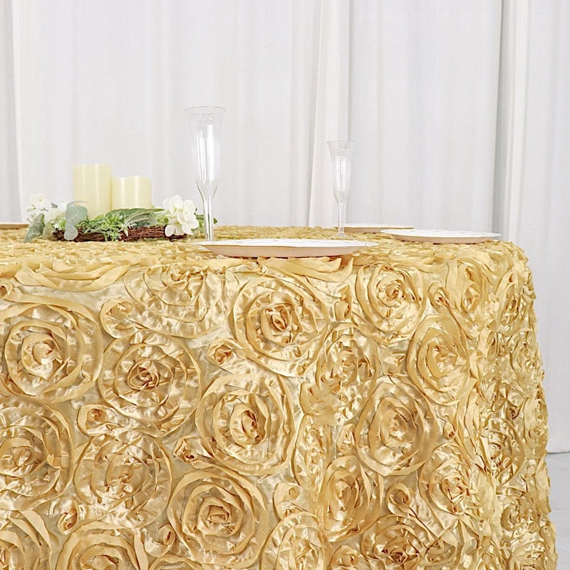 120" Round Satin Ribbon Roses Tablecloth