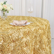 120" Round Satin Ribbon Roses Tablecloth