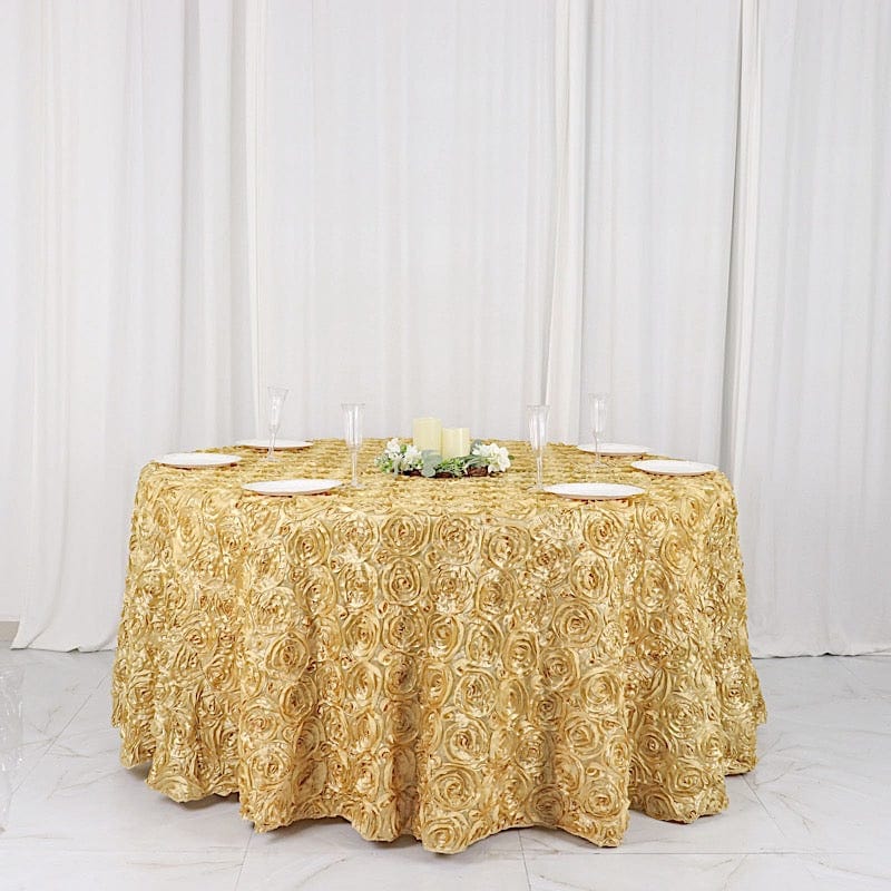 120" Round Satin Ribbon Roses Tablecloth
