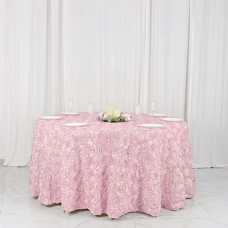 120" Round Satin Ribbon Roses Tablecloth
