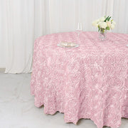 120" Round Satin Ribbon Roses Tablecloth