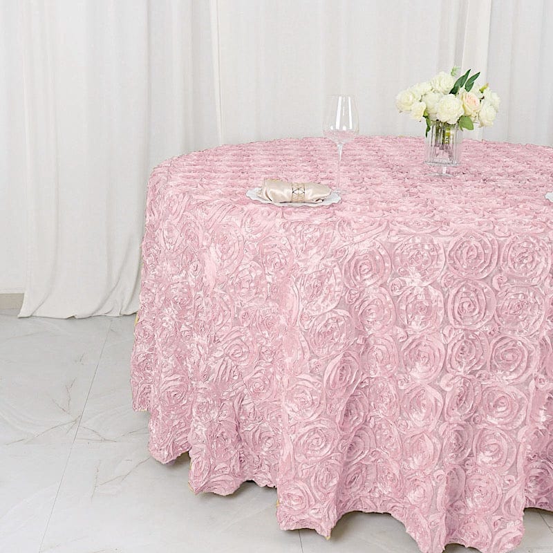 120" Round Satin Ribbon Roses Tablecloth