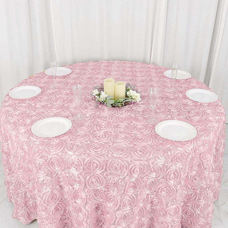 120" Round Satin Ribbon Roses Tablecloth