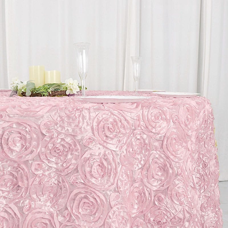 120" Round Satin Ribbon Roses Tablecloth