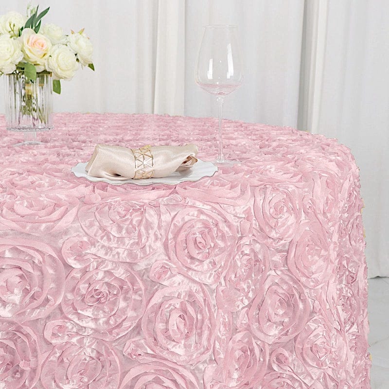 120" Round Satin Ribbon Roses Tablecloth