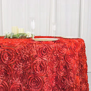 120" Round Satin Ribbon Roses Tablecloth