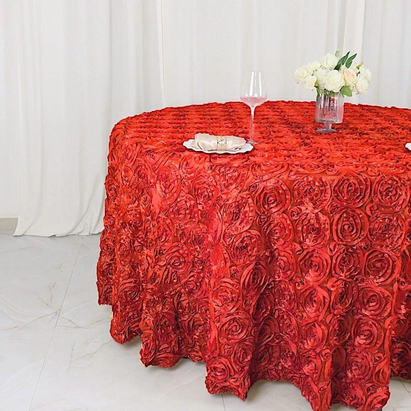 120" Round Satin Ribbon Roses Tablecloth