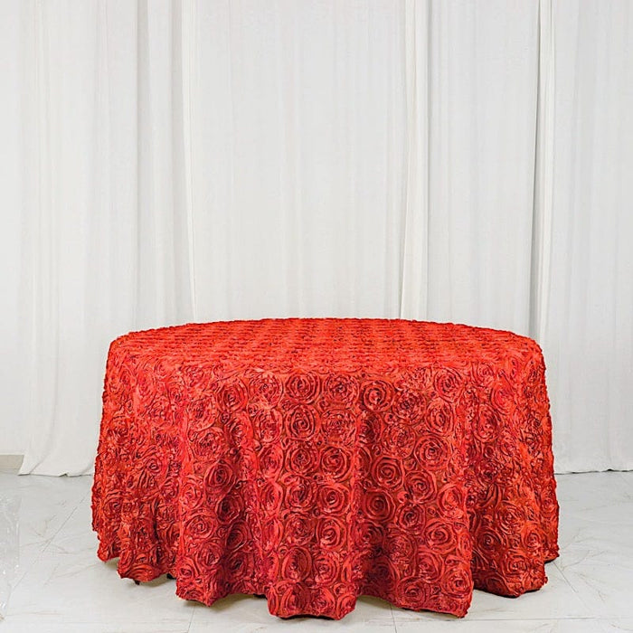 120" Round Satin Ribbon Roses Tablecloth