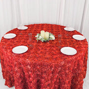 120" Round Satin Ribbon Roses Tablecloth