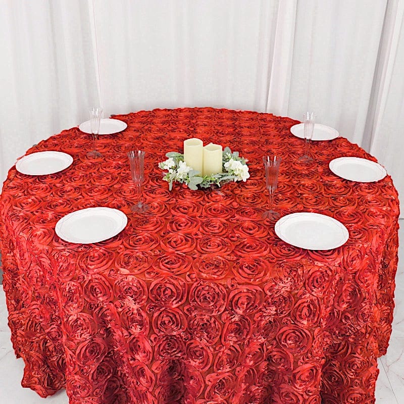 120" Round Satin Ribbon Roses Tablecloth