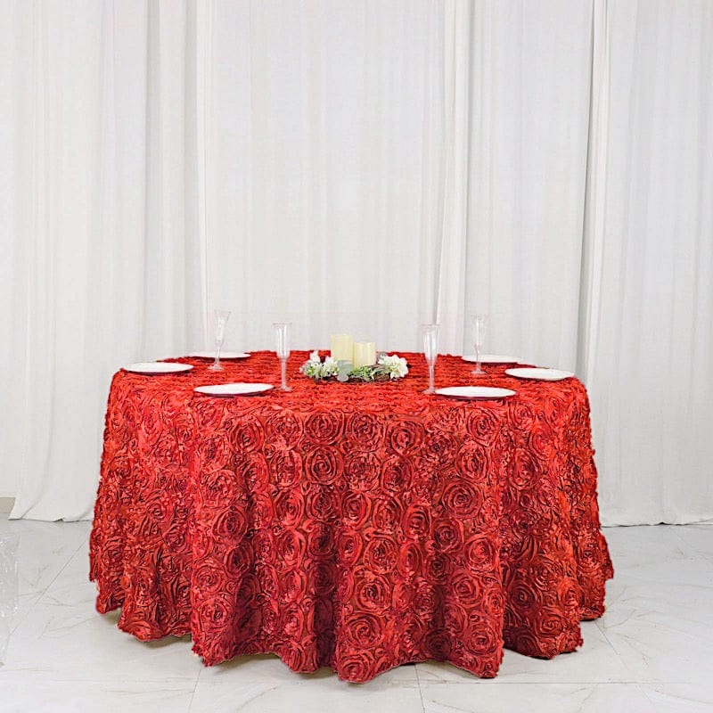 120" Round Satin Ribbon Roses Tablecloth