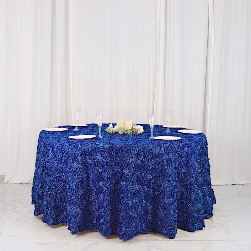 120" Round Satin Ribbon Roses Tablecloth