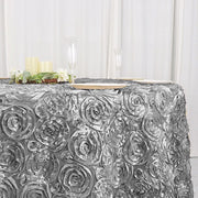 120" Round Satin Ribbon Roses Tablecloth
