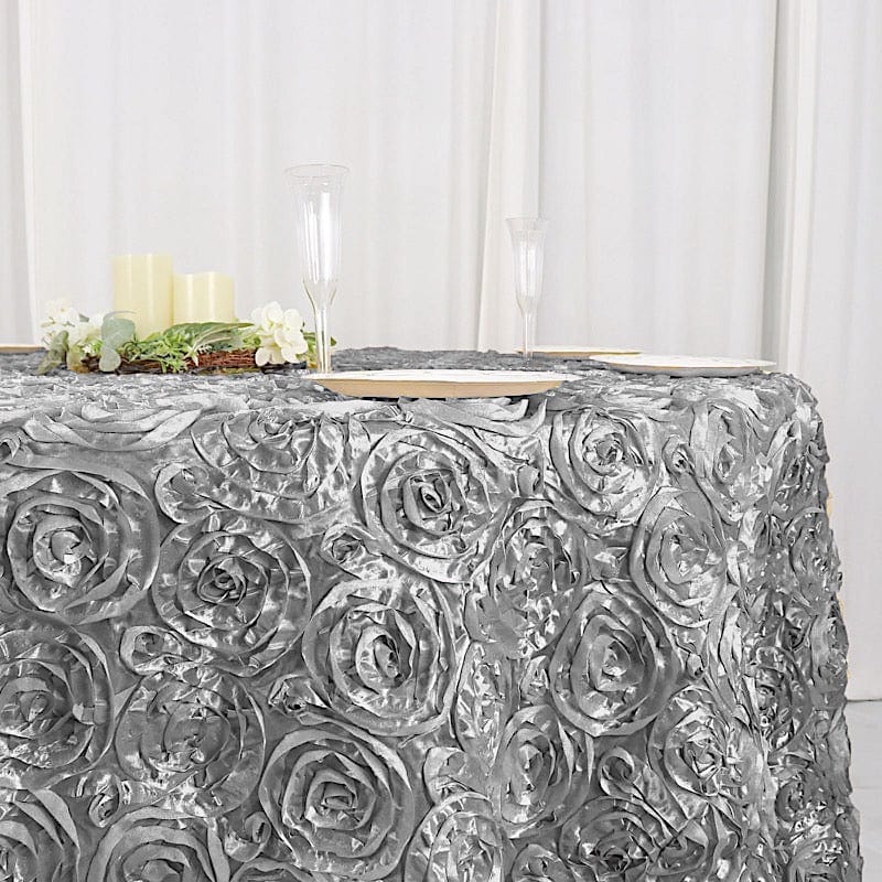 120" Round Satin Ribbon Roses Tablecloth