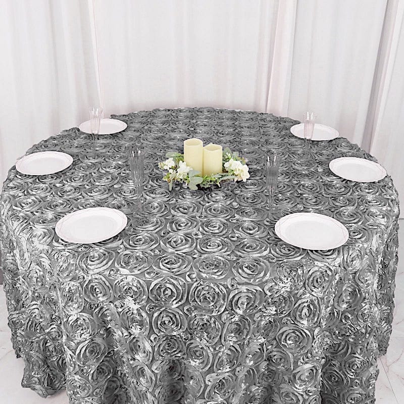 120" Round Satin Ribbon Roses Tablecloth