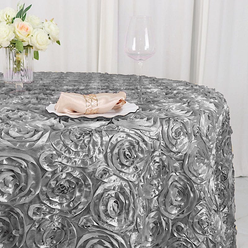 120" Round Satin Ribbon Roses Tablecloth