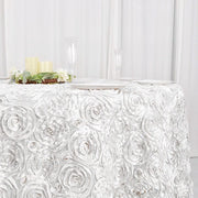 120" Round Satin Ribbon Roses Tablecloth