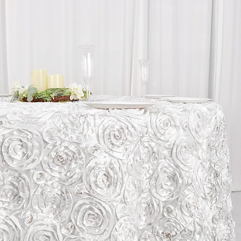 120" Round Satin Ribbon Roses Tablecloth