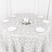 120" Round Satin Ribbon Roses Tablecloth