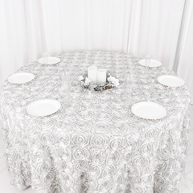 120" Round Satin Ribbon Roses Tablecloth