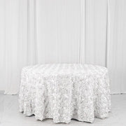 120" Round Satin Ribbon Roses Tablecloth