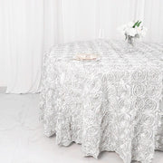 120" Round Satin Ribbon Roses Tablecloth