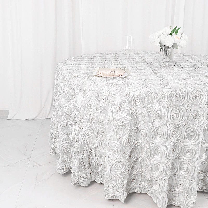 120" Round Satin Ribbon Roses Tablecloth