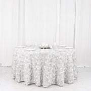 120" Round Satin Ribbon Roses Tablecloth