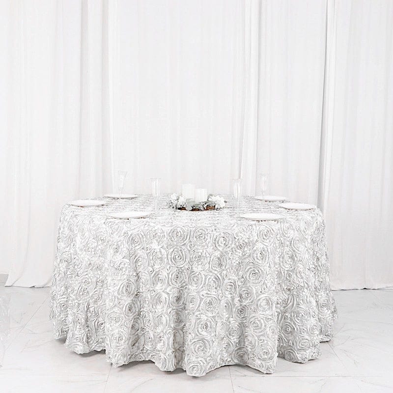 120" Round Satin Ribbon Roses Tablecloth