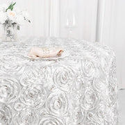 120" Round Satin Ribbon Roses Tablecloth