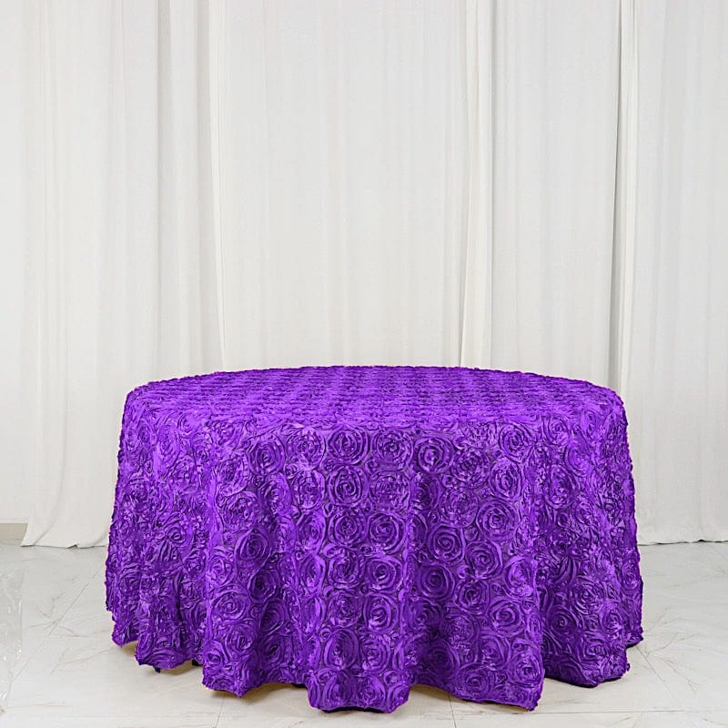 120" Round Satin Ribbon Roses Tablecloth