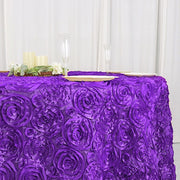 120" Round Satin Ribbon Roses Tablecloth
